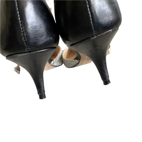FRENCH CONNECTION Effie Pointy Toe Kitten Heel Pumps Black White Leather 35.5 - Picture 5 of 10